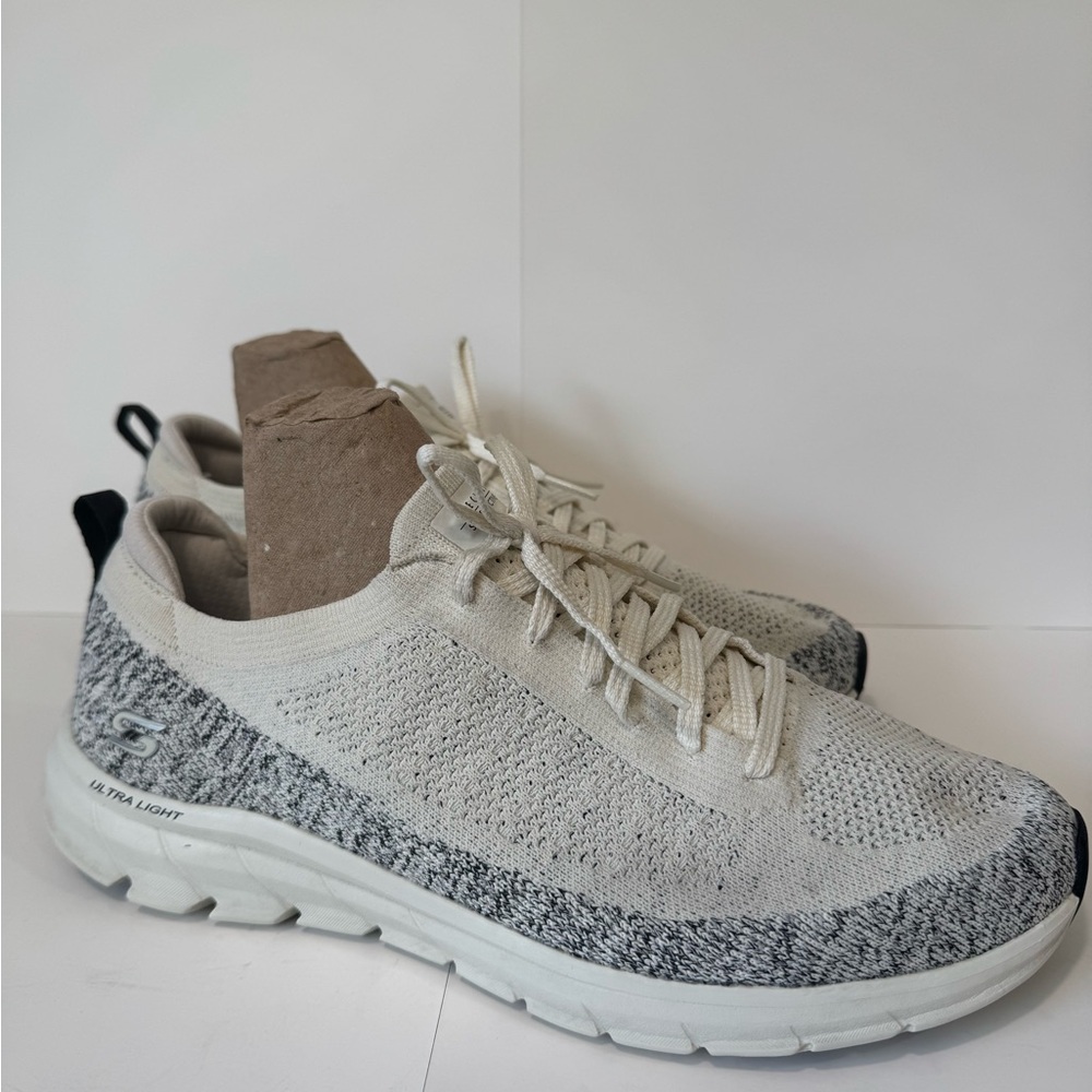 Skechers Knit Comfort Sneakers - Cream and Gray Size 11